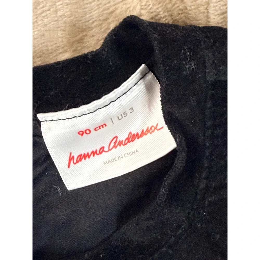 Hanna Andersson Toddler Girls Black Velvet‎ Embroidered Floral Tunic Dress US 3
